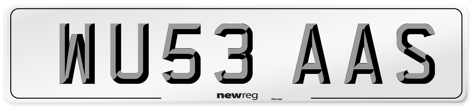 WU53 AAS Number Plate from New Reg